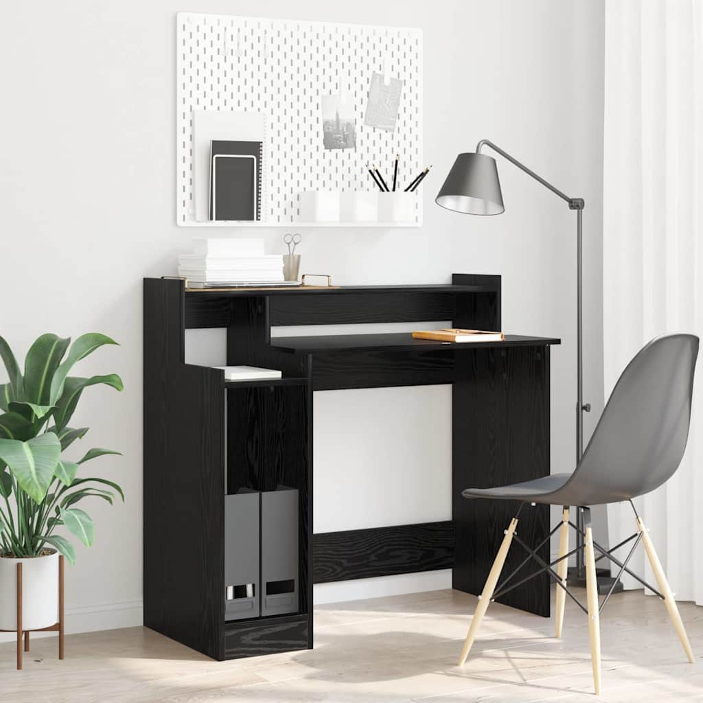 Desk with Shelf Black Oak 97 x 45 x 90 cm Engineered Wood