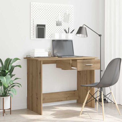 Desk with Drawer with Storage Artisan oak 100 x 50 x 76 cm Engineered wood
