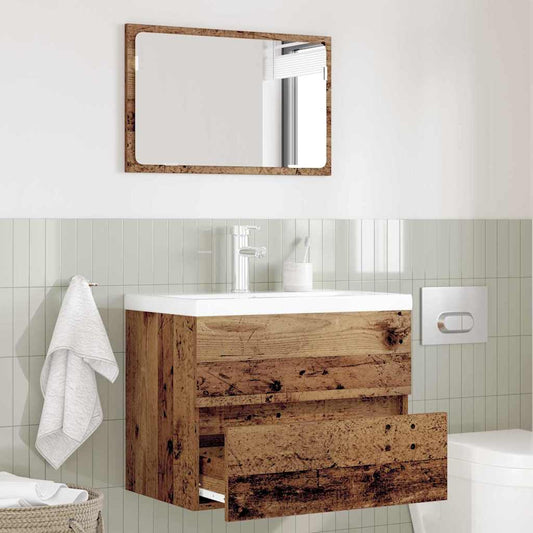 Bathroom Furniture Set 2 pcs Old Wood Engineered Wood and Metal