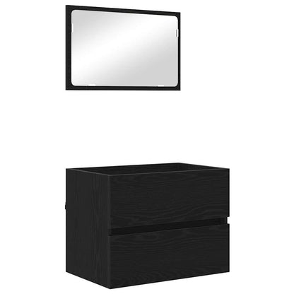 Bathroom Furniture Set with Drawer Wall-mounted 2 pcs Black Oak
