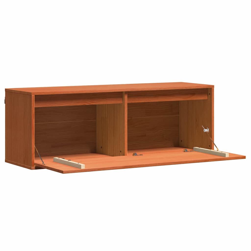 Wall Cabinet Wax Brown 100 x 30 x 35 cm Solid Pine Wood