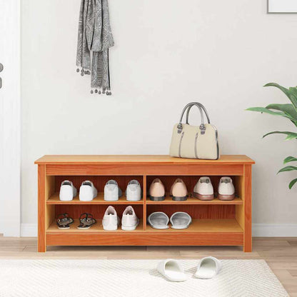 Shoe Bench Wax brown 110 x 38 x 45.5 cm Solid pine wood