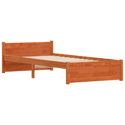 Bed Frame Wax Brown 195.5 x 80.5 x 51 cm Solid Pine Wood