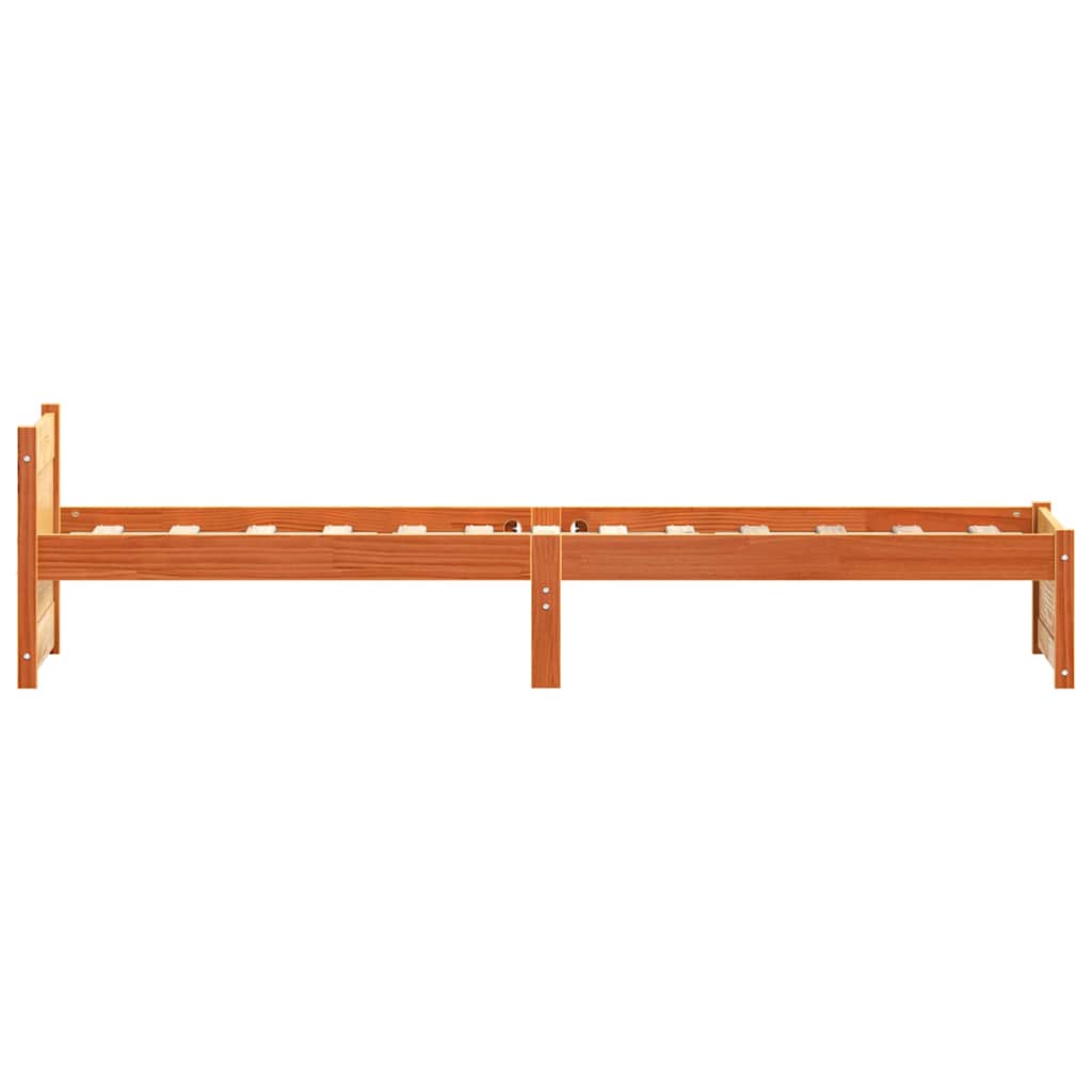 Bed Frame Wax Brown 195.5 x 80.5 x 51 cm Solid Pine Wood
