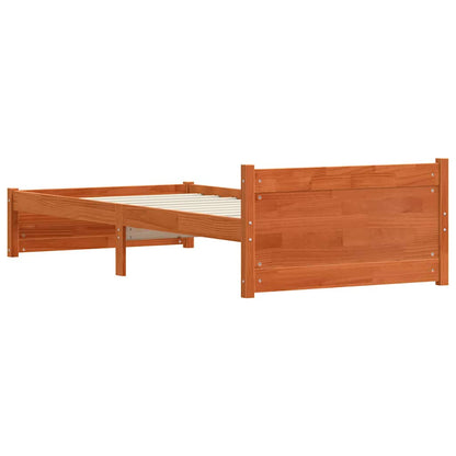 Bed Frame Wax Brown 195.5 x 95.5 x 51 cm Solid Pine Wood