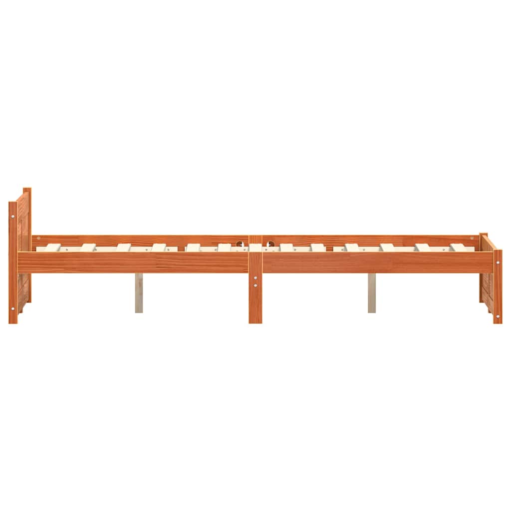 Bed Frame Wax Brown 195.5 x 140.5 x 51 cm Solid Pine Wood
