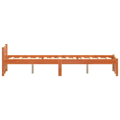 Bed Frame Wax Brown 195.5 x 140.5 x 51 cm Solid Pine Wood