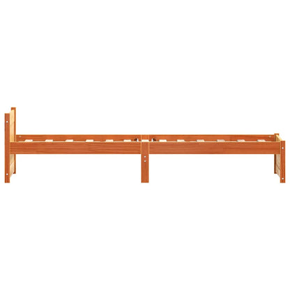 Bed Frame Wax Brown 205.5 x 95.5 x 51 cm Solid Pine Wood