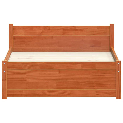 Bed Frame Wax Brown 205.5 x 105.5 x 51 cm Solid Pine Wood