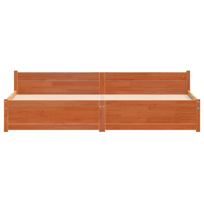 Bed Frame Wax Brown 205.5 x 185.5 x 51 cm Solid Pine Wood