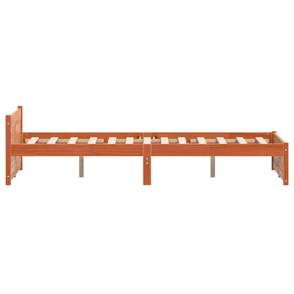 Bed Frame Wax Brown 205.5 x 185.5 x 51 cm Solid Pine Wood