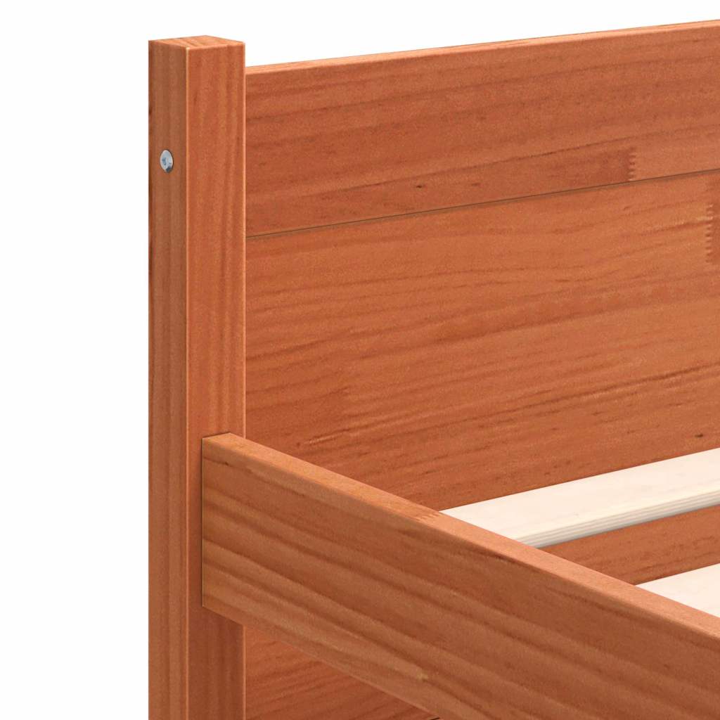 Bed Frame Wax Brown 205.5 x 205.5 x 51 cm Solid Pine Wood