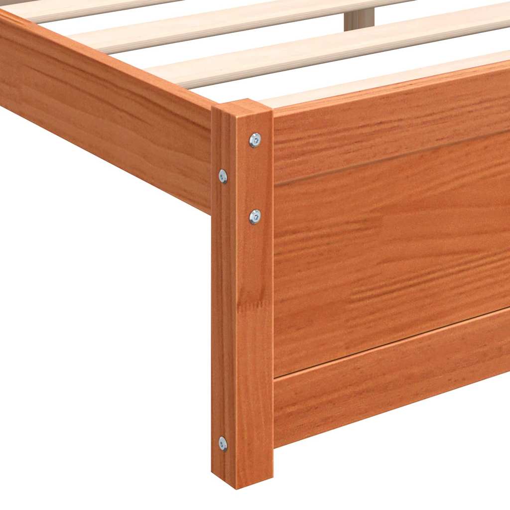 Bed Frame Wax Brown 205.5 x 205.5 x 51 cm Solid Pine Wood
