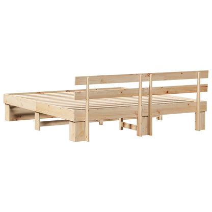 Bed Frame with Headboard Brown 200 x 200 cm Solid Pine Wood
