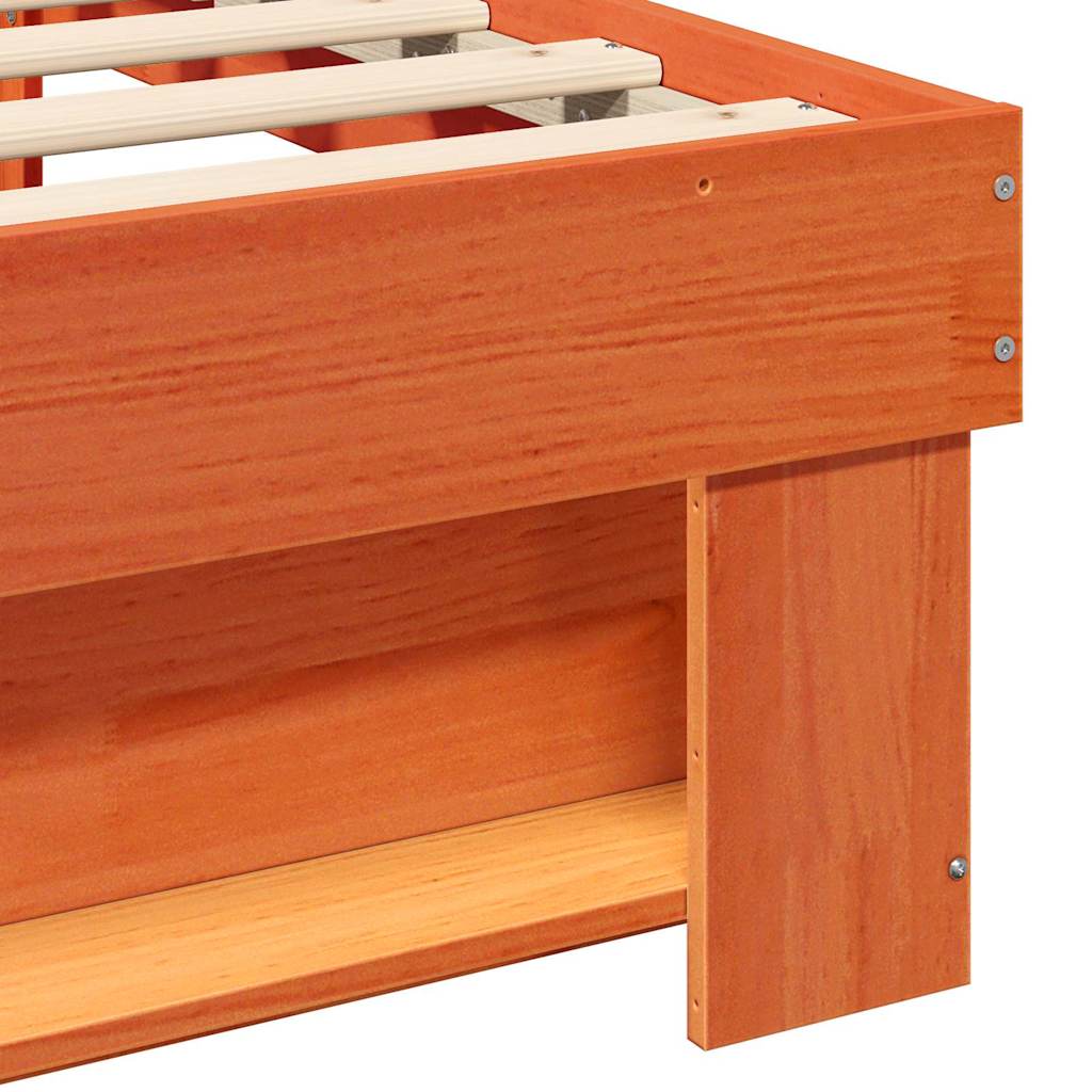 Bed Frame with Headboard Brown 200 x 200 cm Solid Pine Wood