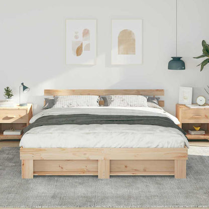 Bed Frame with Headboard Brown 180 x 200 cm Solid Pine Wood