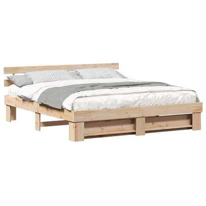 Bed Frame with Headboard Brown 180 x 200 cm Solid Pine Wood
