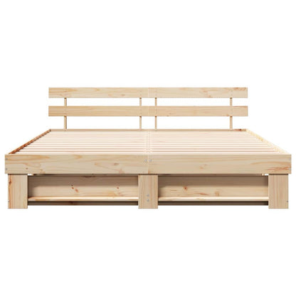 Bed Frame with Headboard Brown 180 x 200 cm Solid Pine Wood