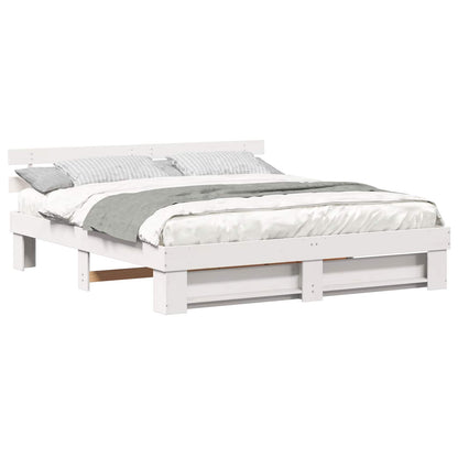 Bed Frame with Headboard White 180 x 200 cm Solid Pine Wood