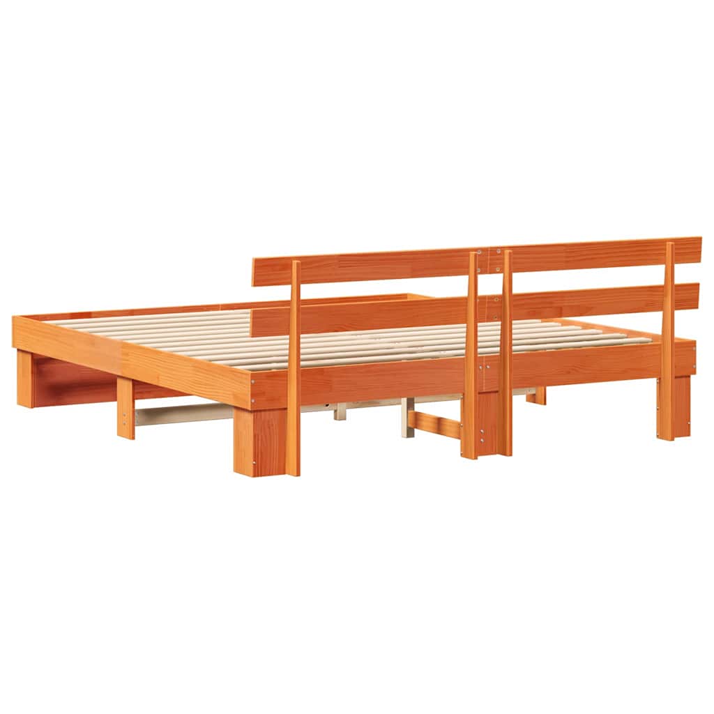 Bed Frame with Headboard Brown 180 x 200 cm Solid Pine Wood
