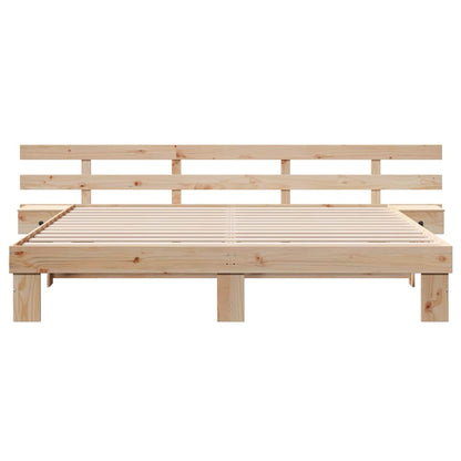 Bed Frame with Headboard Brown 200 x 200 cm Solid Pine Wood