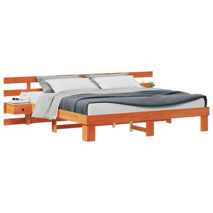 Bed Frame with Headboard Brown 200 x 200 cm Solid Pine Wood