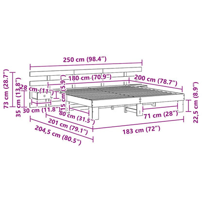 Bed Frame with Headboard Brown 180 x 200 cm Solid Pine Wood