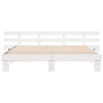 Bed Frame with Headboard White 180 x 200 cm Solid Pine Wood