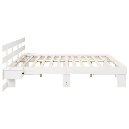 Bed Frame with Headboard White 180 x 200 cm Solid Pine Wood