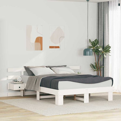 Bed Frame with Headboard White 160 x 200 cm Solid Pine Wood