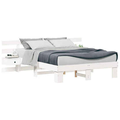 Bed Frame with Headboard White 160 x 200 cm Solid Pine Wood