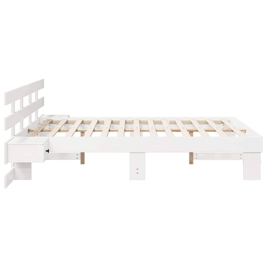 Bed Frame with Headboard White 160 x 200 cm Solid Pine Wood