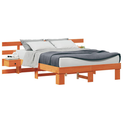 Bed Frame with Headboard Brown 160 x 200 cm Solid Pine Wood