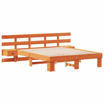 Bed Frame with Headboard Brown 160 x 200 cm Solid Pine Wood