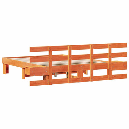 Bed Frame with Headboard Brown 160 x 200 cm Solid Pine Wood