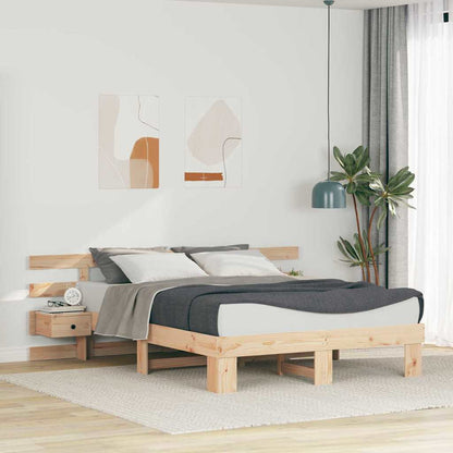 Bed Frame with Headboard Brown 150 x 200 cm Solid Pine Wood