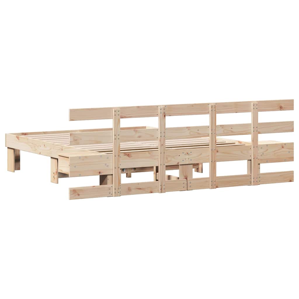 Bed Frame with Headboard Brown 150 x 200 cm Solid Pine Wood