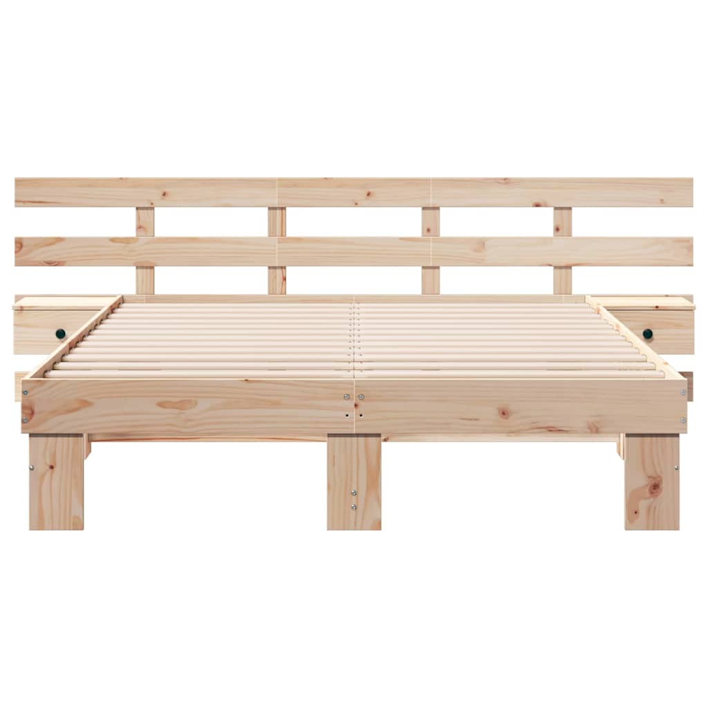 Bed Frame with Headboard Brown 150 x 200 cm Solid Pine Wood