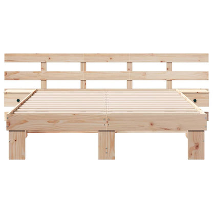 Bed Frame with Headboard Brown 150 x 200 cm Solid Pine Wood