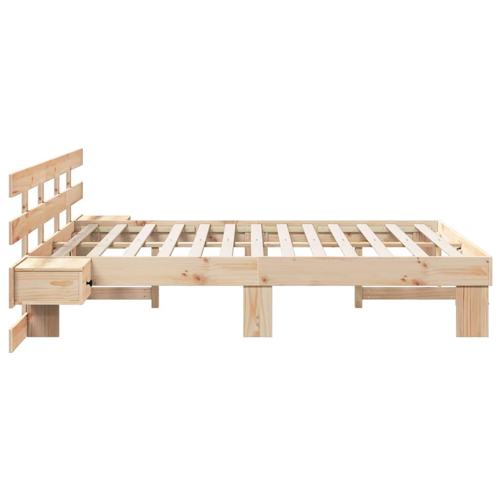 Bed Frame with Headboard Brown 150 x 200 cm Solid Pine Wood