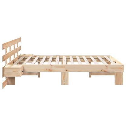 Bed Frame with Headboard Brown 150 x 200 cm Solid Pine Wood