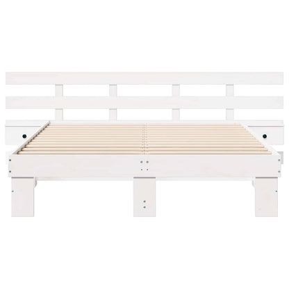 Bed Frame with Headboard White 140 x 200 cm Solid Pine Wood