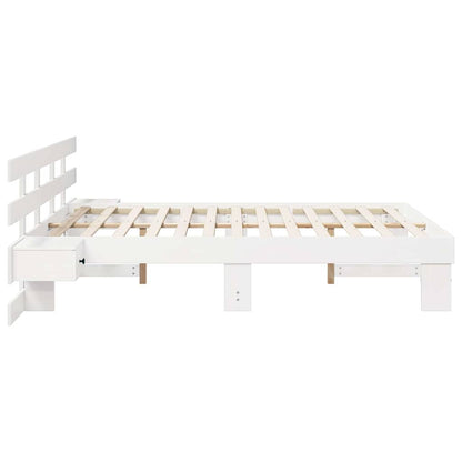 Bed Frame with Headboard White 140 x 200 cm Solid Pine Wood