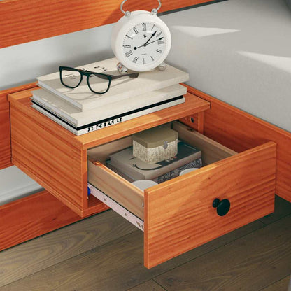 Bed Frame with Headboard Brown 140 x 200 cm Solid Pine Wood