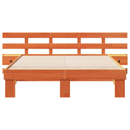 Bed Frame with Headboard Brown 140 x 200 cm Solid Pine Wood