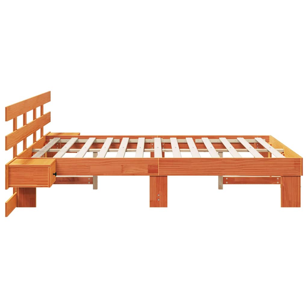 Bed Frame with Headboard Brown 140 x 200 cm Solid Pine Wood