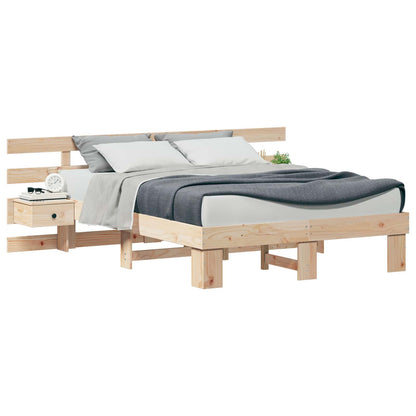 Bed Frame with Headboard Brown 120 x 200 cm Solid Pine Wood