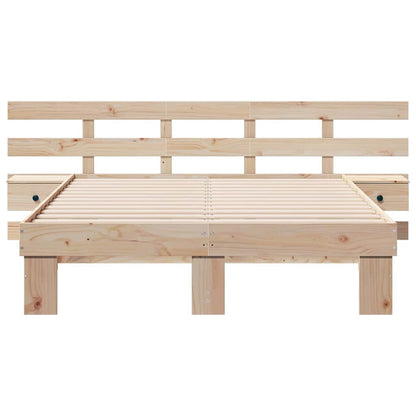 Bed Frame with Headboard Brown 120 x 200 cm Solid Pine Wood