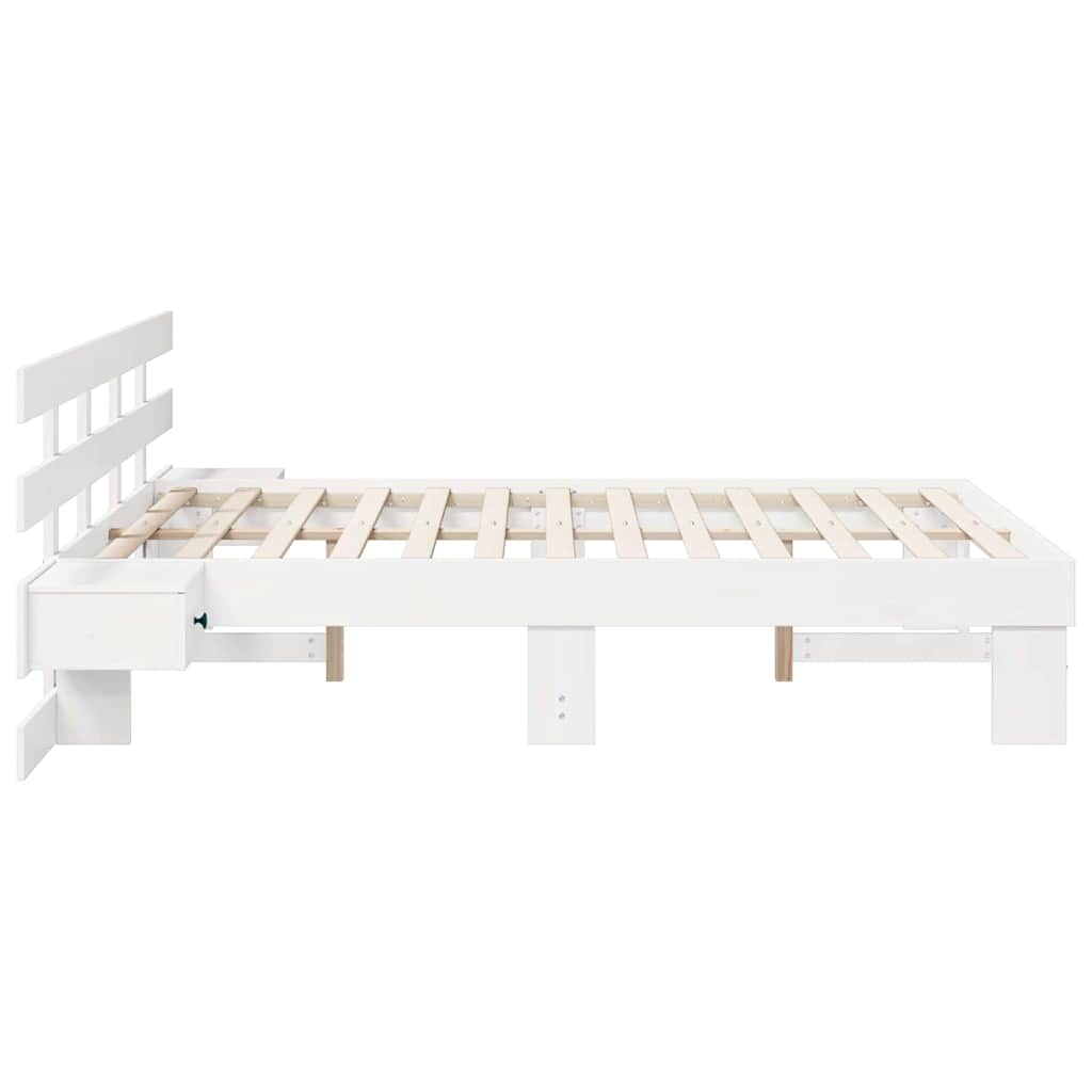 Bed Frame with Headboard White 120 x 200 cm Solid Pine Wood