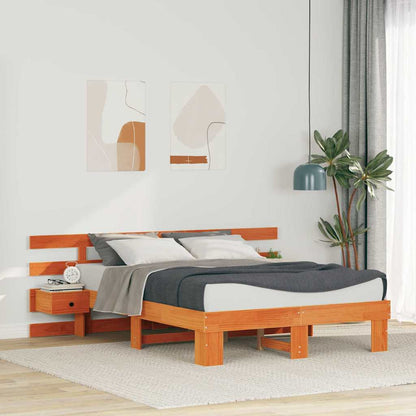 Bed Frame with Headboard Brown 120 x 200 cm Solid Pine Wood